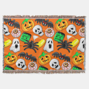 Halloween Spooky Candies Party     Throw Blanket