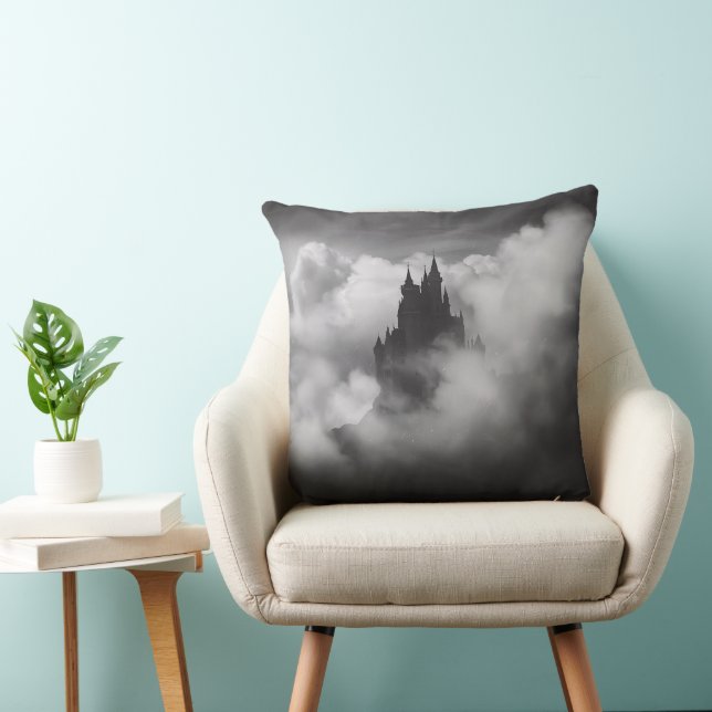Halloween Spooky Castle Gothic Black Cushion (Chair)