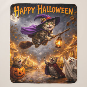 Halloween spooky cat throw blanket