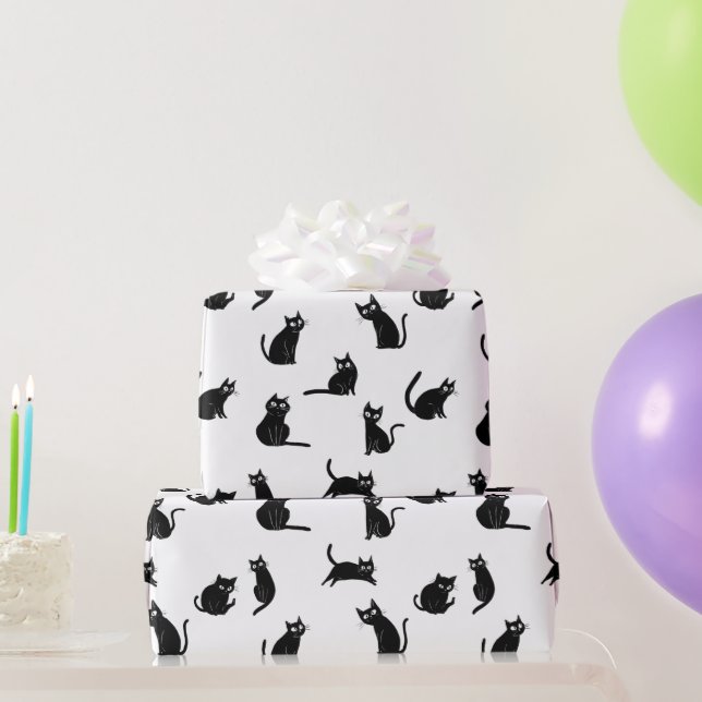Halloween Spooky Cats Funny Pattern Wrapping Paper (Party Gifts)