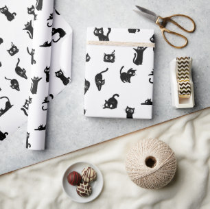 Halloween Spooky Cats Funny Pattern Wrapping Paper