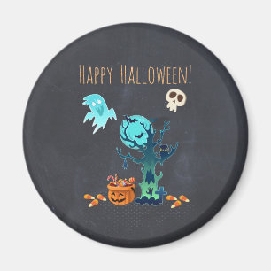 Halloween Spooky Creepy Ghosts Bats Skulls & Candy Magnet
