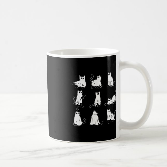 Halloween Spooky Cute Black Cats Kitty Ghosts Fall Coffee Mug (Right)