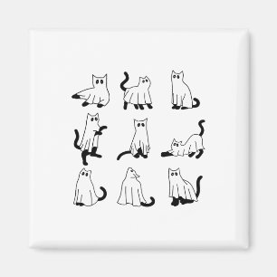Halloween Spooky Cute Black Cats Kitty Ghosts Fall Magnet