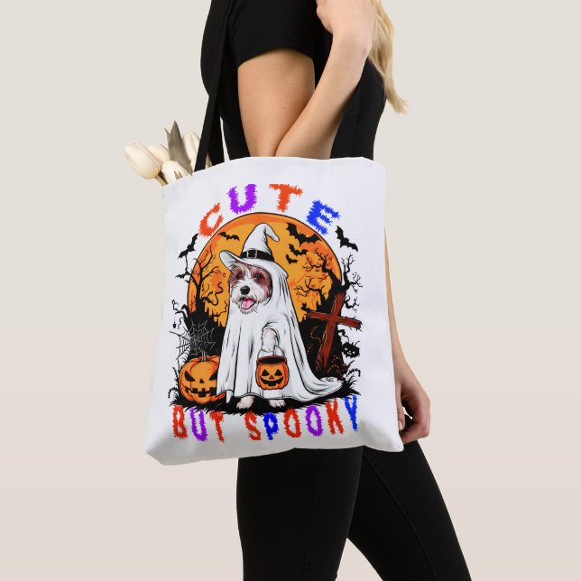 Halloween Spooky Cute Dog Artwork For Pet Lovers Tote Bag (Close Up)