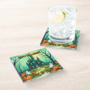 Halloween Spooky Cute Modern Collection Glass Coaster