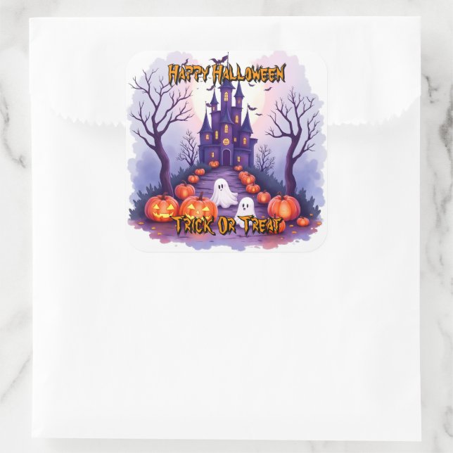 Halloween Spooky Cute Popular Collection Square Sticker (Bag)