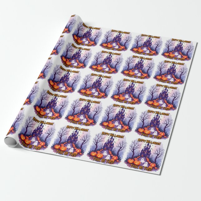 Halloween Spooky Cute Popular Collection Wrapping Paper (Unrolled)