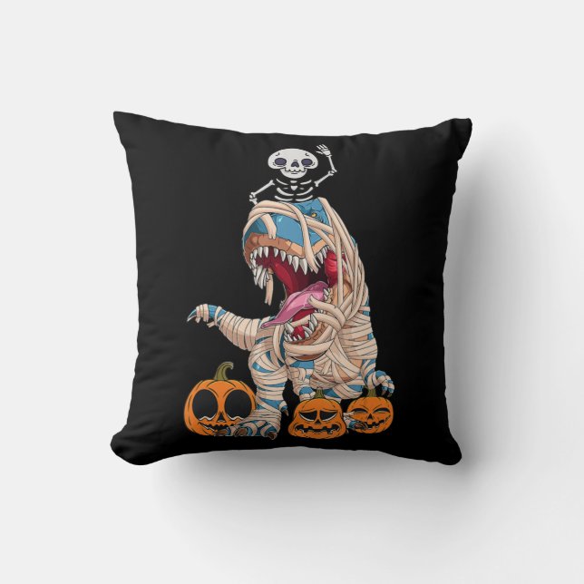 Halloween Spooky Dinosaur Skeleton  Cushion (Front)