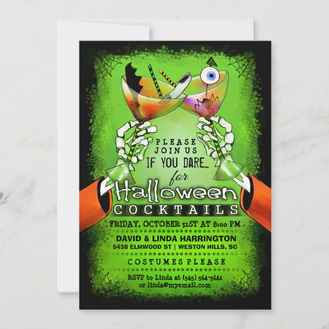 Halloween Spooky Drinks Cocktail Invitation (Front)