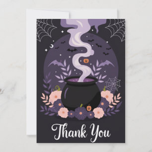 Halloween Spooky Floral Cauldron Thank You Card