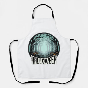 Halloween Spooky Forest Vintage Engraving Design_1 Apron