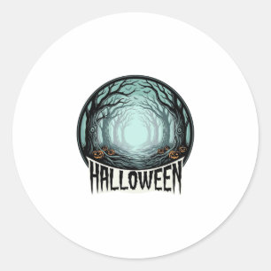 Halloween Spooky Forest Vintage Engraving Design_1 Classic Round Sticker