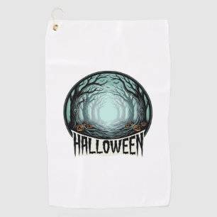 Halloween Spooky Forest Vintage Engraving Design_1 Golf Towel