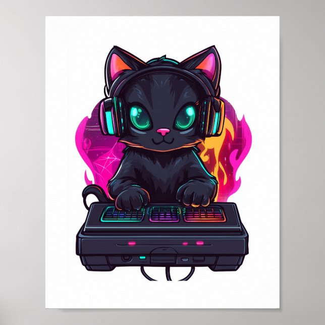 Halloween Spooky Gamer Cat Poster (Front)