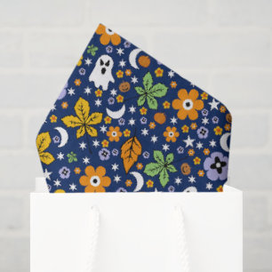 Halloween spooky ghost and orange pumpkins tissue paper