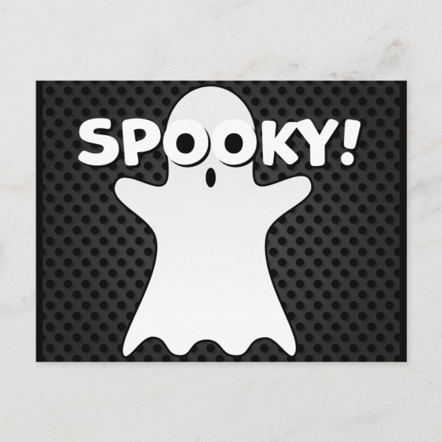 Halloween Spooky Ghost Black Postcard (Front)