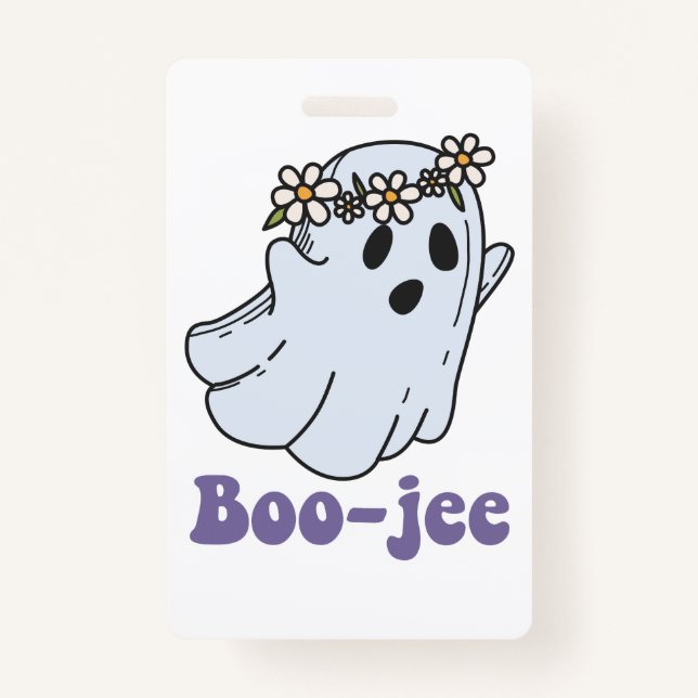 Halloween Spooky Ghost Boo Jee Boo  ID Badge (Front)