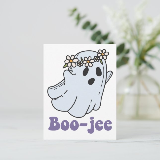 Halloween Spooky Ghost Boo Jee Boo  Postcard (Standing Front)