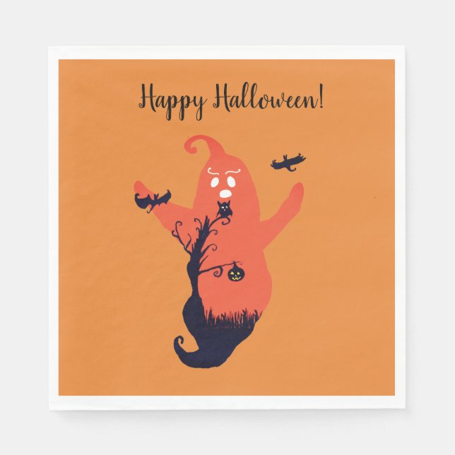 Halloween Spooky Ghost  Paper Napkin (Front)