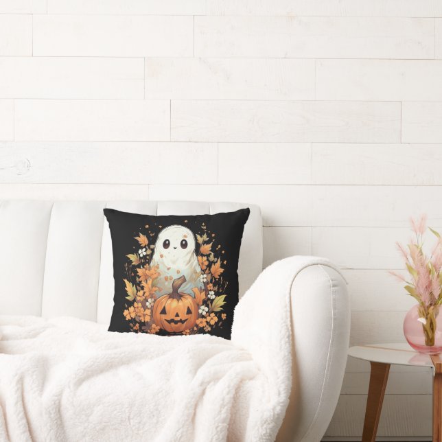 Halloween Spooky Ghost Pumpkin Cushion (Couch)