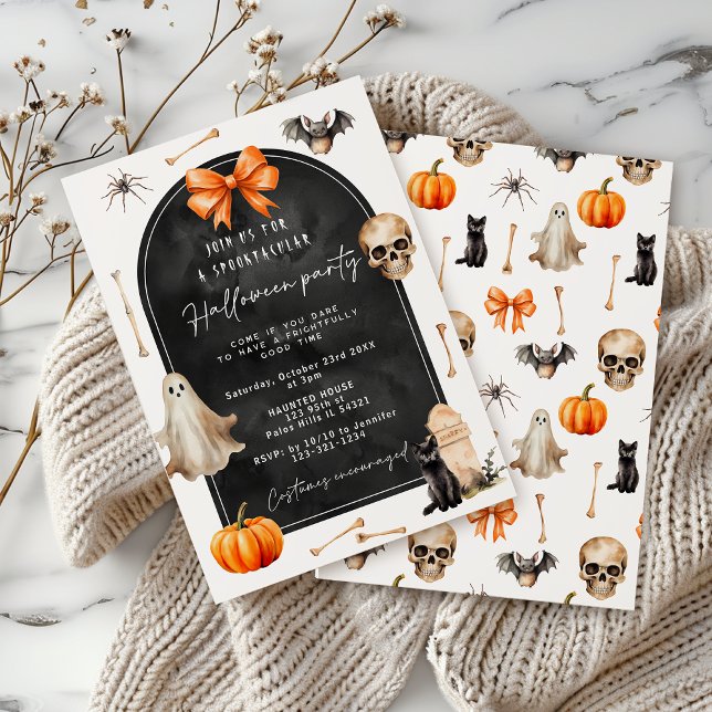Halloween spooky ghost pumpkin skull party invitation (Creator Uploaded)