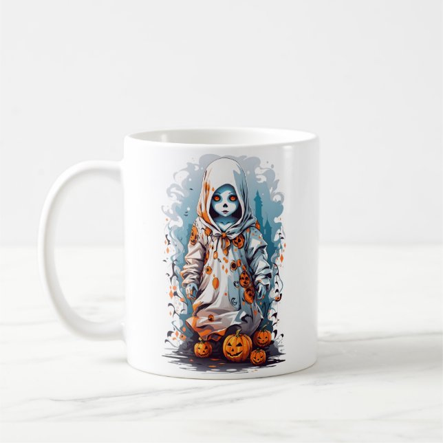 Halloween Spooky Ghostly Haunted Doll Coffee Mug (Left)