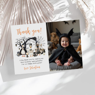 Halloween Spooky Goose Birthday Party Photo Thank You Card