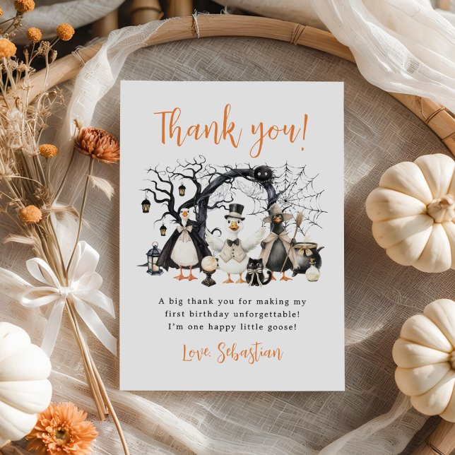 Halloween Spooky Goose Birthday Party Thank You Card (Creator Uploaded)