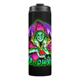 Halloween Spooky Green Witch Magic Hat Apple Thermal Tumbler