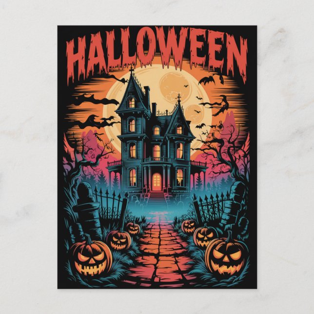 Halloween Spooky Haunted House Pumpkins          P Postcard (Front)