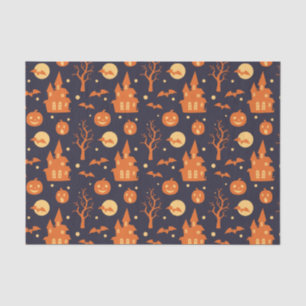 Halloween Spooky House Bats Trees Pumpkin Festive Tissue Paper