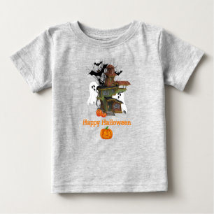Halloween Spooky House Ghost and Pumpkins Baby  Baby T-Shirt