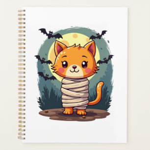 Halloween Spooky Mummy Cat and Pumpkin Halloween Planner
