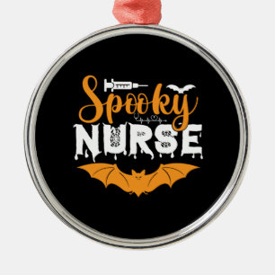 Halloween Spooky Nurse Birthday Metal Ornament