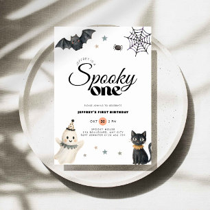 Halloween Spooky One 1st Birthday Invitation Boys