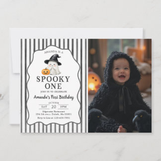 Halloween Spooky One 1st Birthday Photo Invitation