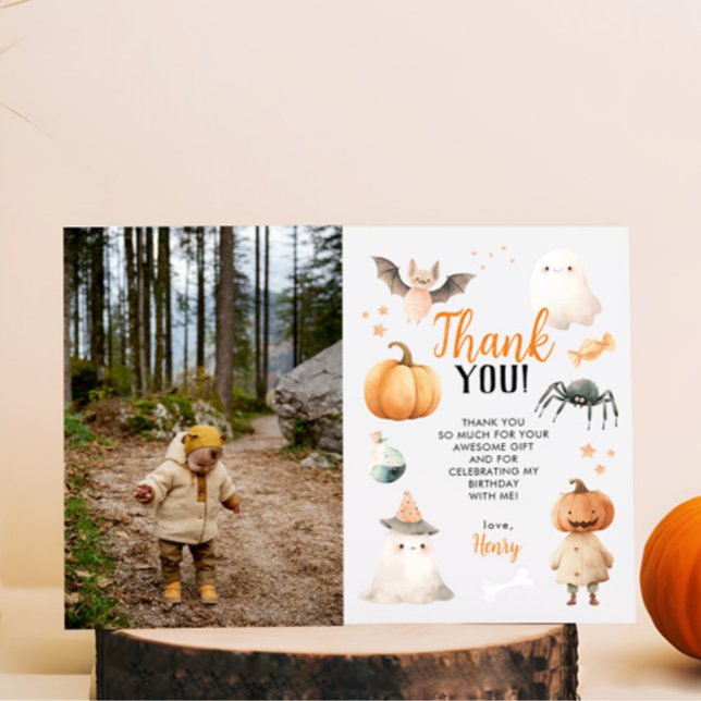 Halloween Spooky One Birthday Flat Thank You Card (Creator Uploaded)