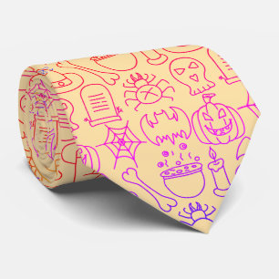 Halloween, Spooky Pattern, Outline Tie
