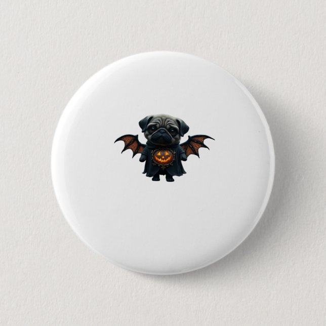Halloween Spooky Pug Classic T-Shirt 6 Cm Round Badge (Front)