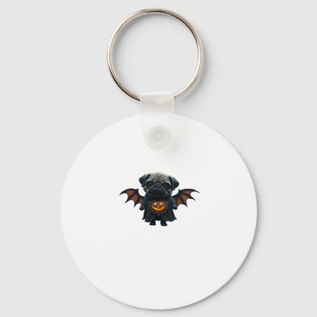 Halloween Spooky Pug Classic T-Shirt Key Ring (Front)