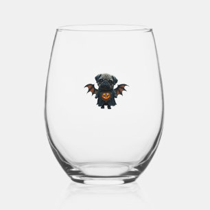 Halloween Spooky Pug Classic T-Shirt Stemless Wine Glass