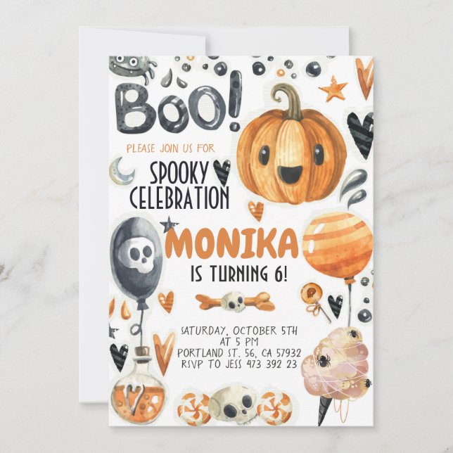 Halloween Spooky Pumpkin Birthday Invitation  (Front)