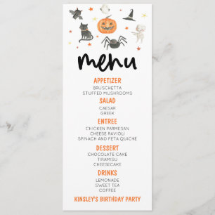 Halloween Spooky Pumpkin Birthday Party Food Menu