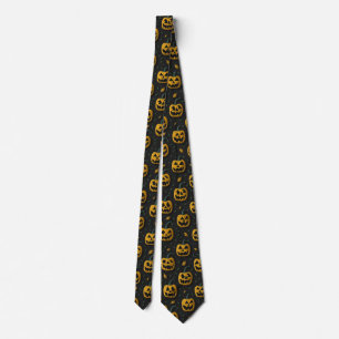 Halloween spooky pumpkin cartoon dark contrast tie
