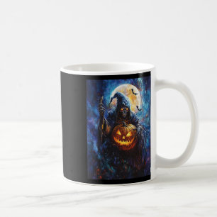 Halloween Spooky Pumpkin Design Scary Grim Reaper Coffee Mug