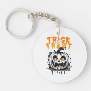Halloween spooky Pumpkin Design Trick or Treat Key Ring