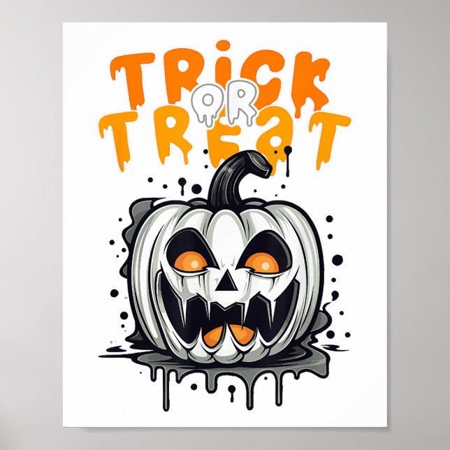 Halloween spooky Pumpkin Design Trick or Treat Poster (Front)