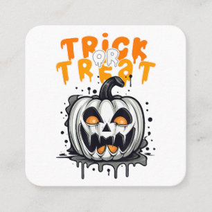 Halloween spooky Pumpkin Design Trick or Treat Square Business Card