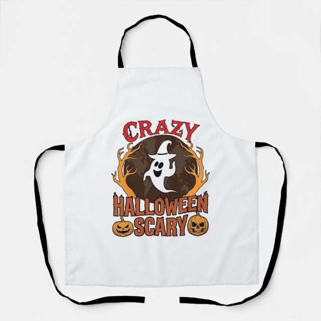 Halloween Spooky Pumpkin Retro Engraved Texture_1 Apron (Front)